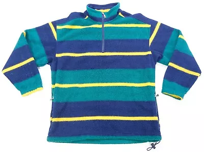 Rare Vintage EDDIE BAUER Ebtek Striped 1/4 Zip Pullover Fleece Jacket 2000s SZ S • $24.99