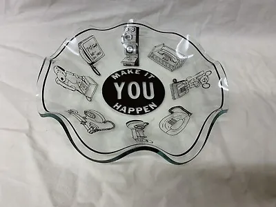 Rare Vintage Telephone Advertising Glass Dish Many Phone Designs Snoopy Donut & • $49.99