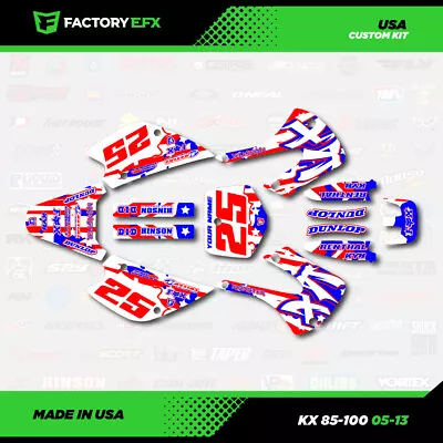 Red White & Blue USA Racing Graphics Fits 05-13 Kawasaki Kx100 Kx 85 Kx85 Kx100 • $93.99