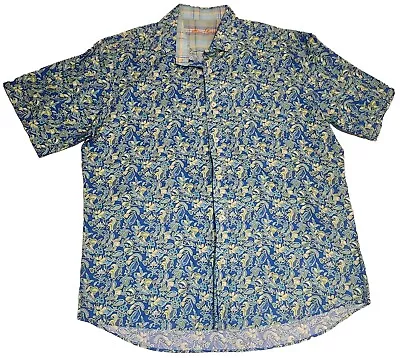 NEW Alan Flusser Button Up Short Sleeve Paisley Floral Cotton Shirt Men’s XL • $23