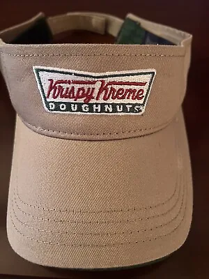 KRISPY KREME DOUGHNUTS Beige/Tan/Khaki Visor Cap Adjustable Bowtie Logo Vintage • $7.99