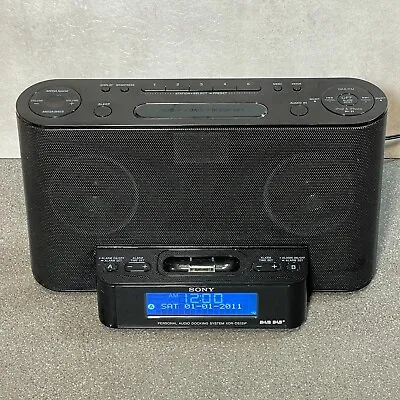 Sony XDR-DS12iP Audio FM DAB Radio With 30-pin IPod Dock | Black | Mega Bass • £29.94