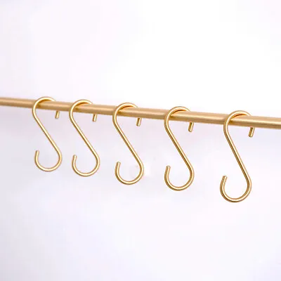 5PCS S Hooks Kitchen Bathroom Holder Meat Pan Utensil Clothing Hanger Brass Home • $4.88