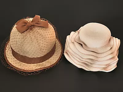 2 Vintage Straw Hats- MR. JOHN - DEB-TEEN & GIBBE HAT -PARIS - NEW YORK • $22