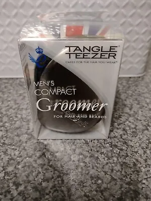 Tangle Teezer Mens Silver Groomer Detangling Compact Hair & Beards Hairbrush • £6.50