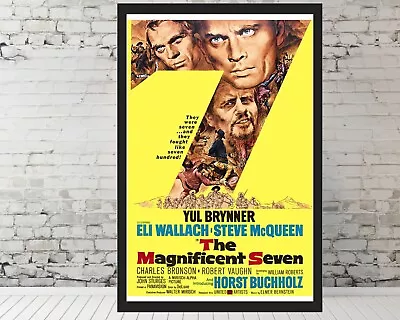 The Magnificent Seven Movie Poster Steve McQueen Yul Brynner - 11x17  FRAMED • $33.90