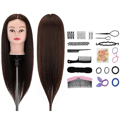 Training Head 22  100% Real Hair Styling Manikin Cosmetology Mannequin Doll Head • £23.99