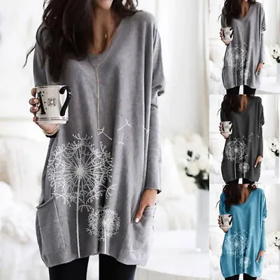 Plus Size Women Baggy Long Sleeve Tunic Tops Ladies Casual Loose T Shirt Blouse • £11.29