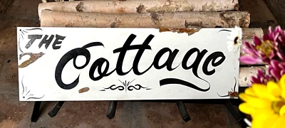 $39 • Buy Vintage Rustic Shabby Hand Painted THE COTTAGE Inn Villa Cabin Farm Home Sign 