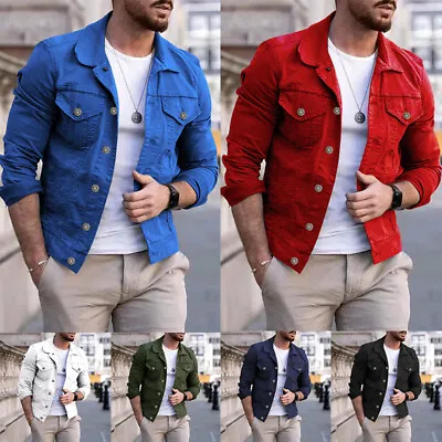 Men’s Red Label Premium Faded Denim Cotton Jean Button Up Slim Fit Jacket US* • $34.18