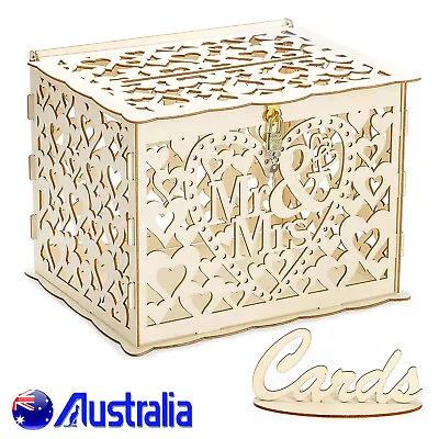 Wedding Wishing Well Card Box Decorative Wood Carved Graduation Reception Rustic • $17.99