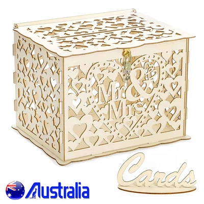 Wedding Wishing Well Card Box Decorative Wood Carved Graduation Reception Rustic • $17.99