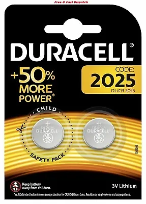 £1.99 • Buy  Duracell CR2025 Batteries Lithium Coin Cell DL2025 3V Pack Of 2 **AUTHENTIC**