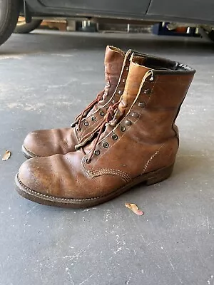 Vintage CHIPPEWA Men’s  8” Brown Blacksmith Leather Boots Sz 8.5 D USA Cork Sole • $50