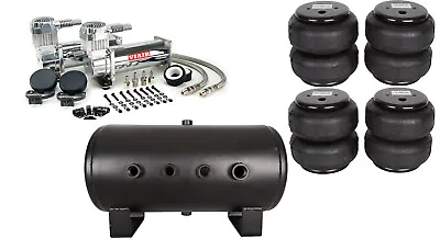 VIAIR Dual 444C Compressors With 5 Gallon Tank & 4ct 2500lb Air Lift Bags - 12V • $777.90