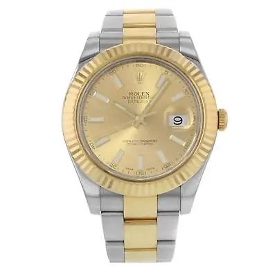 Rolex Datejust II 18K Yellow Gold Steel Champagne Dial Mens Watch 116333 • $11109.99