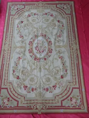 Stunning Vintage Floral Needlepoint Rug Cranberry 4' X 6' / 122cm X 183cm • £155