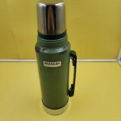 Stanley Aladdin Green Vacuum Bottle Thermos 1.1 Quart / 1 Liter Vintage Aged • $34.99