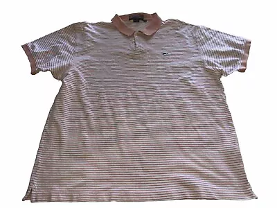 Vineyard Vines Polo Shirt Mens Extra Large XL Orange Striped Short Sleeve Casual • $14