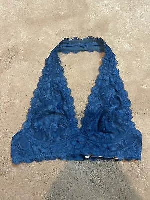 Blue Free People Lace Bralette Halter S8/10 32/34 A/B  • £13