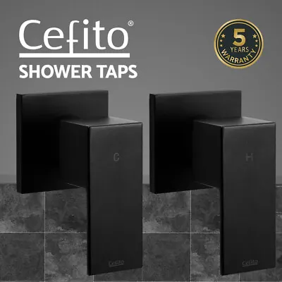 Cefito Shower Tap Bath Twin Taps Hot Cold Wall Basin Sink Vanity Brass Black • $72.95