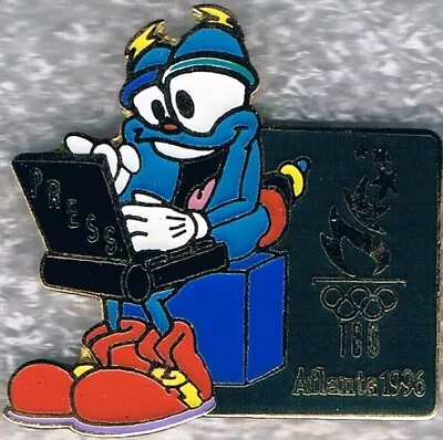 Nice Dated 1996 Atlanta Izzy Laptop PRESS Olympic Games Mark Mascot Media Pin • $7.95