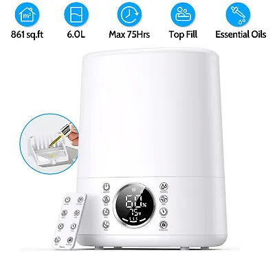 6L Top Fill Warm & Cool Mist Humidifiers For Bedroom/Large Room Max 861sq.ft • $35.87