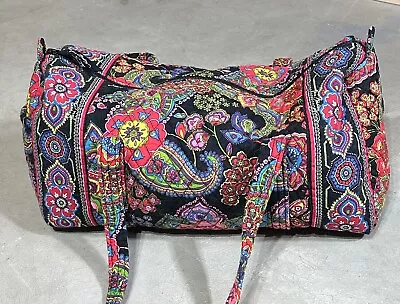 VERA BRADLEY Symphony In Hue Small 18  Traveler Duffel Black Paisley EUC • $49.90