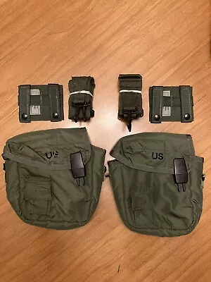 TWO 2 Quart Canteen Cover Pouch Insulated OD Green Sling MOLLE Adapter • $49.99