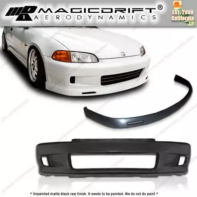 For 92-95 HONDA CIVIC 2DR WC WHITE CROW EK STYLE FRONT BUMPER + BYS LIP SPOILER • $600.99