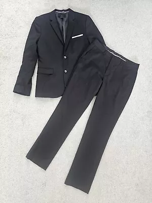 H&M Slim Fit Mens SUIT Set Blazer & Trousers Black Single Breasted Size 34 EU 50 • $43.50