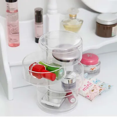 4 Circular Drawers Cosmetic Organiser Clear Acrylic Make Up Holder Storage  • £7.99