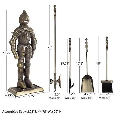 Lavish Home Medieval Knight Fireplace Tool 3-piece Set. |2047 • $132.59