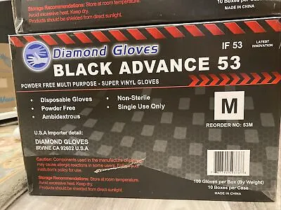 Advance Black Vinyl Nitrile Blended Gloves   Case Of 1000 PCs Medium  5.5 Mil • $49.98