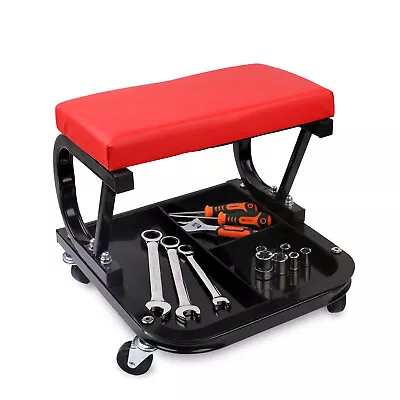 Padded Rolling Creeper Garage Mechanics Roller Seat Stool Chair With Tool Tray • $49.99