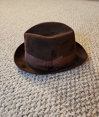 Vintage Borsalino Alessandria 1857 Felt Brown 7 1/4 Fedora Made In Italy • $100