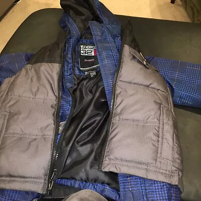 32 DEGREES WEATHERPROOF Sz 5 BOYS WINTER SNOW JACKET Blue Plaid HOODED With Vest • $24.99