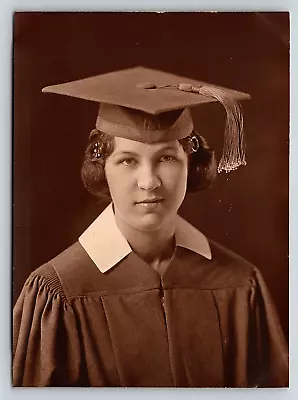 Young Woman Portrait School Graduation Cap & Gown Antique Vintage Photograph • $5.99