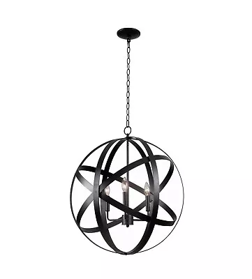 Kenroy Home 93553BLK Global 24 In. 3-Light Black Hanging Pendant Light • $94.98