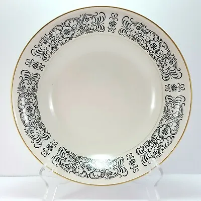 Mikasa Riviera 205 Round Vegetable Serving Bowl 9.63in Ivory Black Scrolls • $28