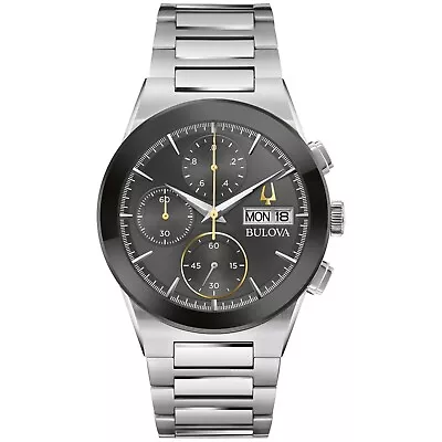 Bulova Men's Quartz Chronograph Silver-Tone Watch 41MM 96C149 • $187.99