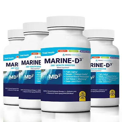 Marine Essentials | Marine-D3 | Anti-Aging | Omega-3 | 4 Bottles (240 Capsules) • $157