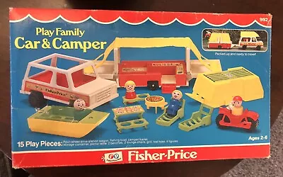 🔥 Vintage Fisher Price Little People Car And Camper Set # 992 With BOX Complete • $189