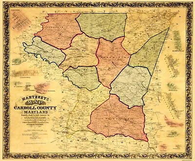 Carroll County Maryland - Martenet 1862 - 27.75 X 23 • £35.66