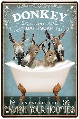 Funny Donkey Decor Bathroom Donkey Lovers Signs Wall Art Poster Retro 8x12 Inch • $14.90