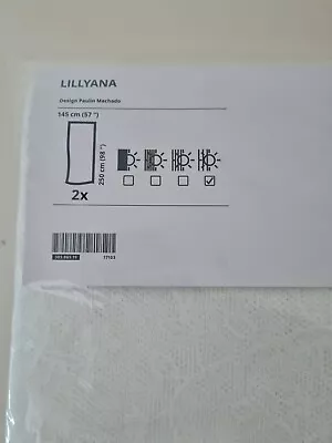 NEW Ikea LILLYANA Sheer Net Curtains 1 Pair. White Flower. 145x250 Cm 303.865.19 • £19.99