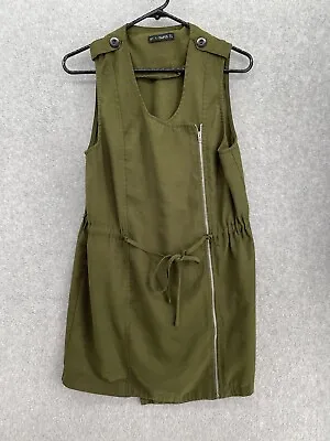 Zaful Women's Apron Dress Olive Green Size 8 Front Zipper • $15.99