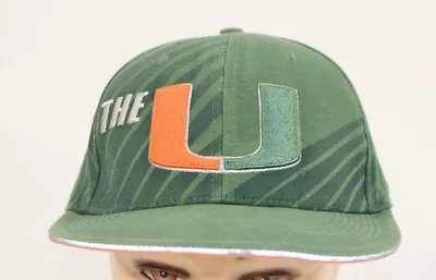 Green University Of Miami Hurricanes The U Fitted Nike Football Baseball Hat Cap • $6.40