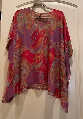 Mushka By Sienna Rose Women's Multicolored Poncho Blouse Size Medium • $13