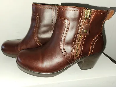 Cobb Hill By Rockport Presley Zip Brown Leather Ankle Bootie*sz7*Excellent Cond. • $15